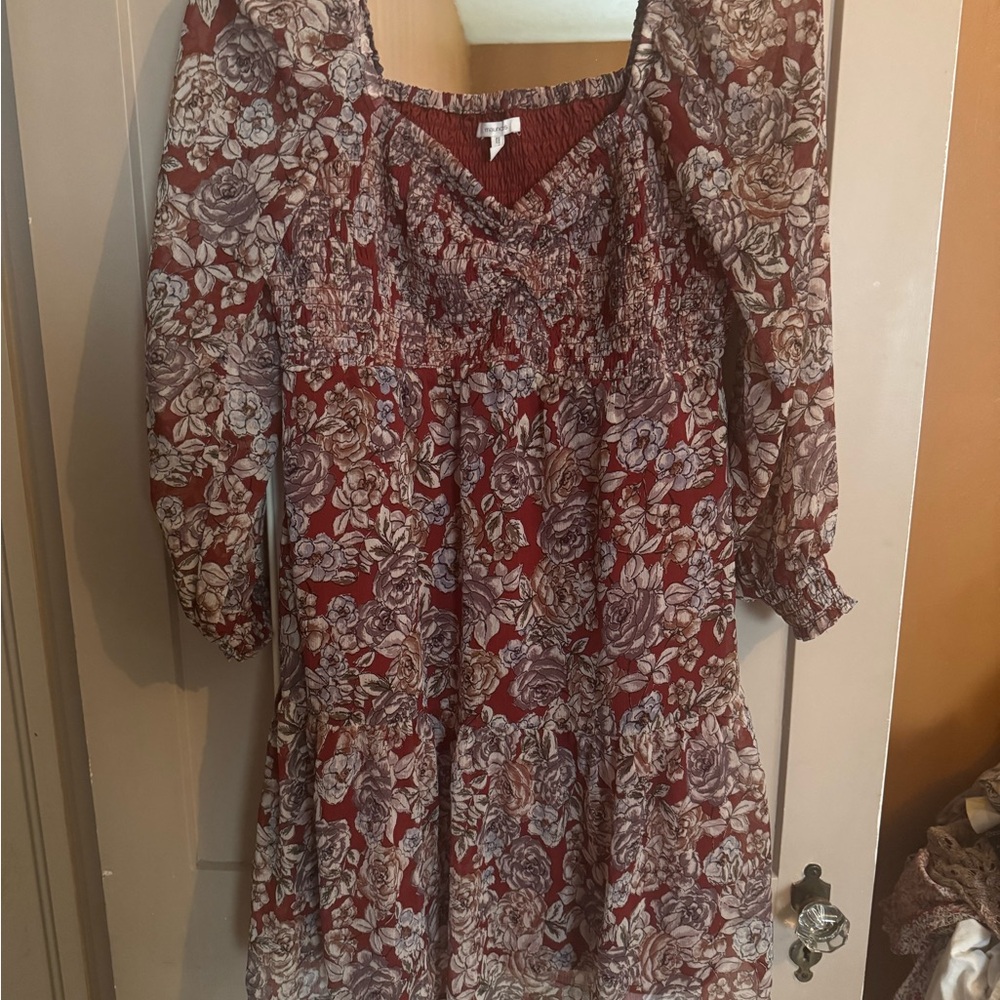 Maurices Red and White Floral Mini Dress